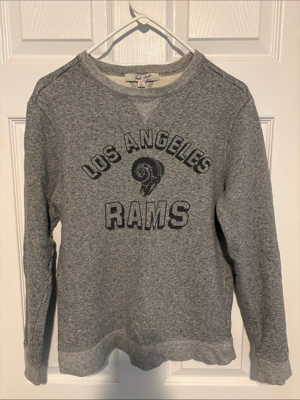 Junk Food Gray Los Angeles Rams Crewneck Sweatshirt